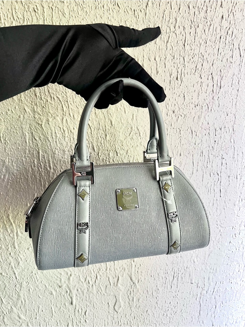 MCM Studded Leather Heritage Boston Bag / Satchel
